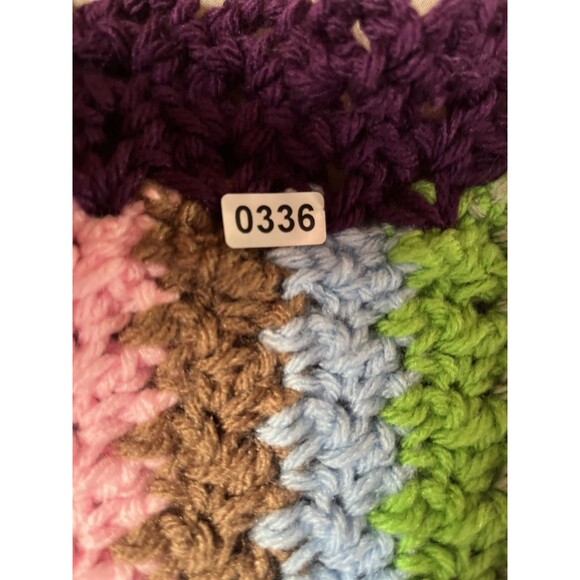 Vintage Handmade Crochet Afghan Striped Blanket 50" X 36” Retro Grannycore - Picture 2 of 3